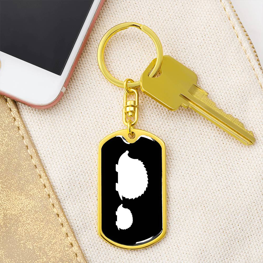 Mama Hedgehog With 1 Hoglet v3 - Luxury Dog Tag Keychain