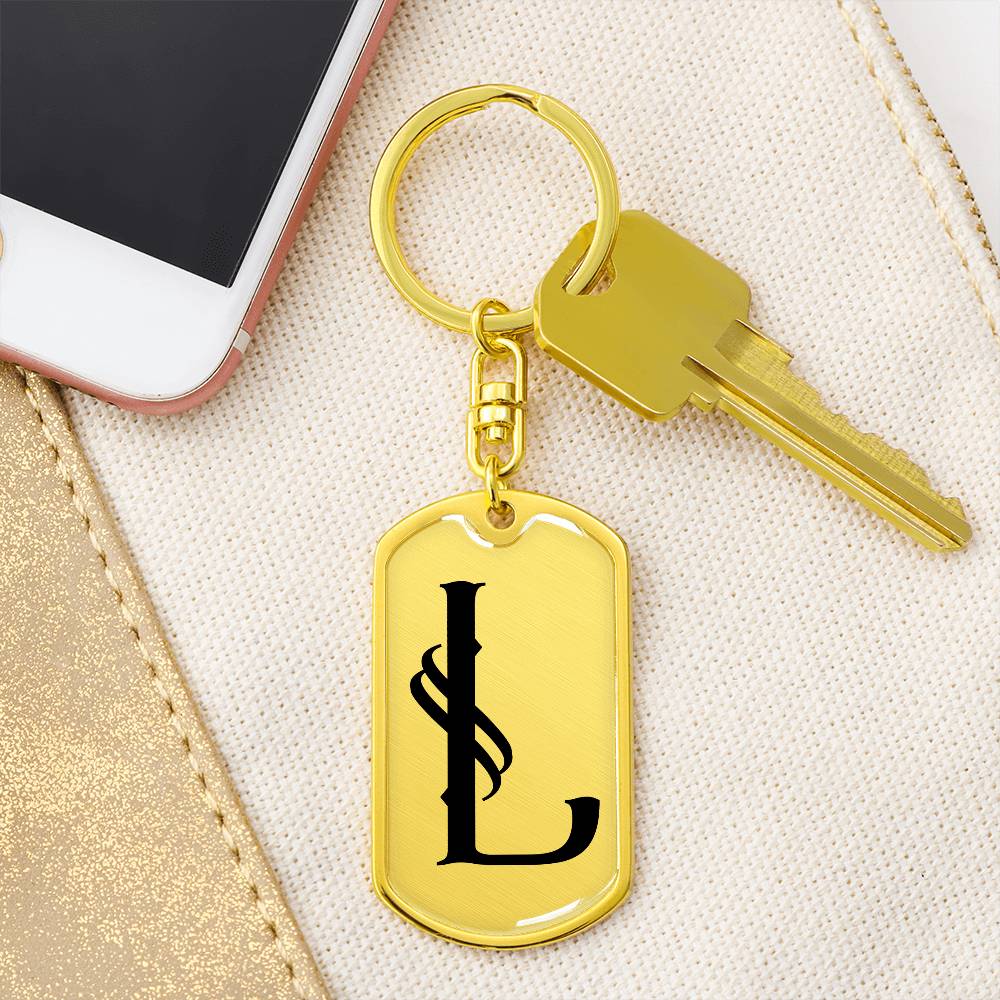 Initial L v001-11 - Luxury Dog Tag Keychain