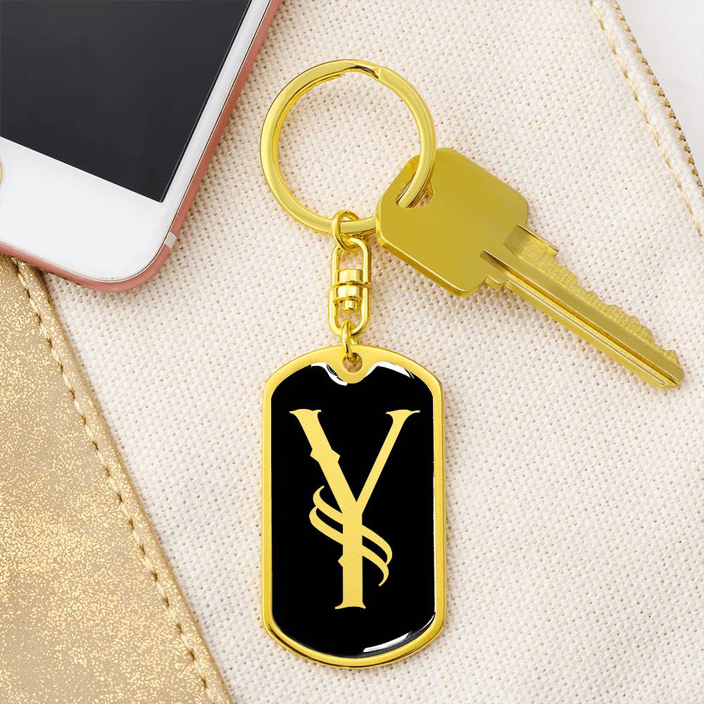 Initial Y v001-12 - Luxury Dog Tag Keychain