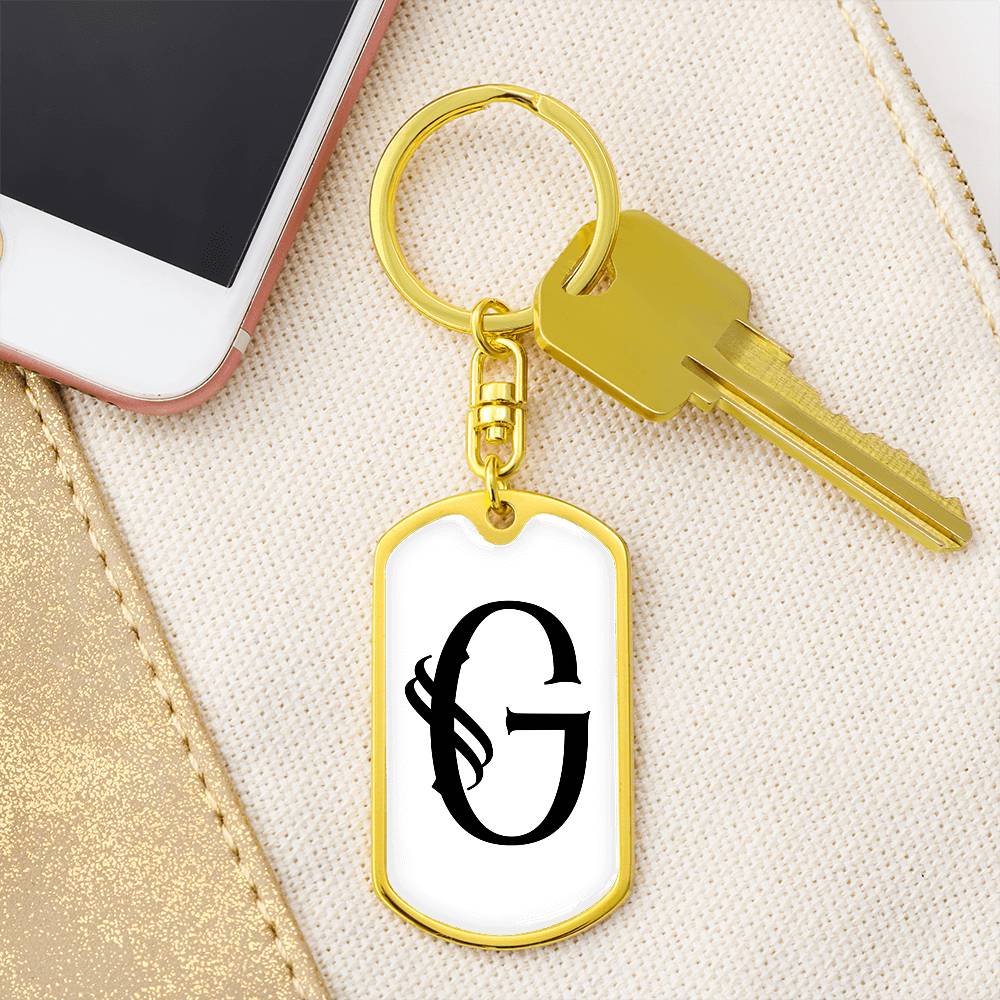 Initial G v001-14 - Luxury Dog Tag Keychain