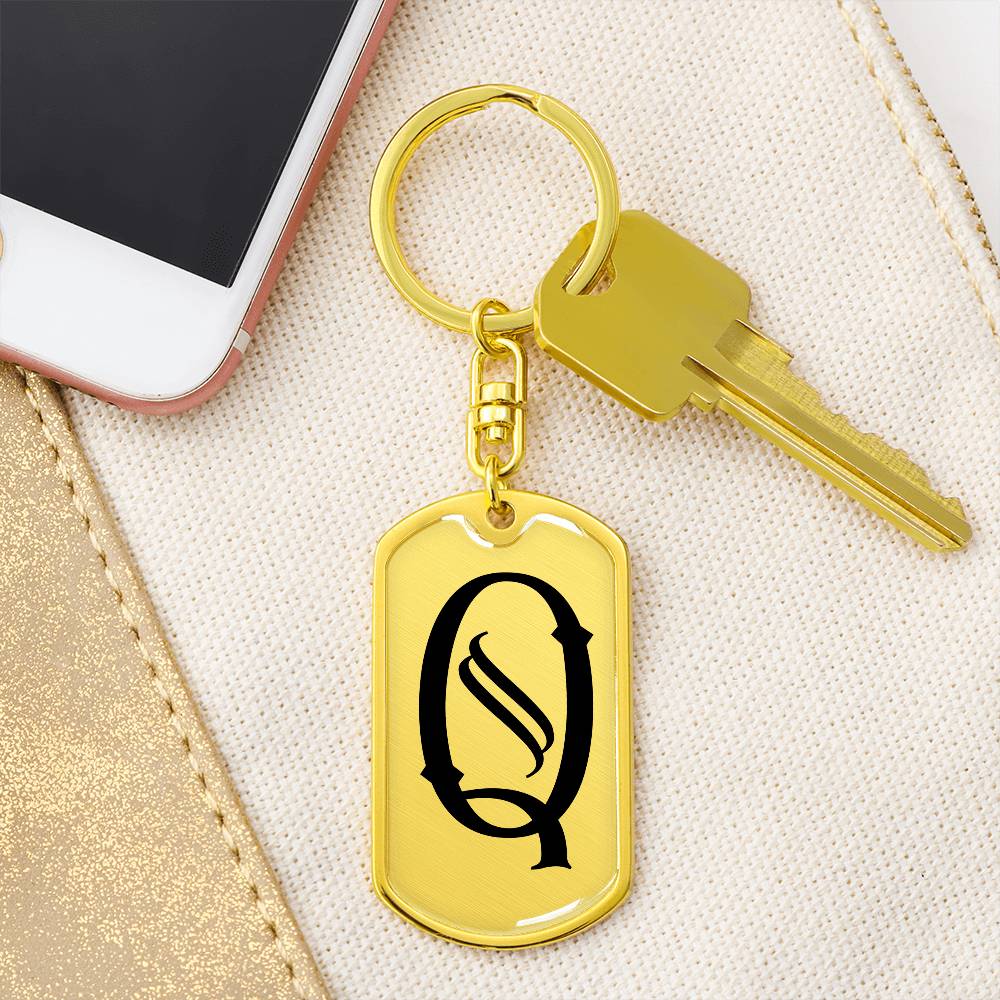 Initial Q v001-11 - Luxury Dog Tag Keychain