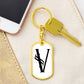 Initial V v001-14 - Luxury Dog Tag Keychain