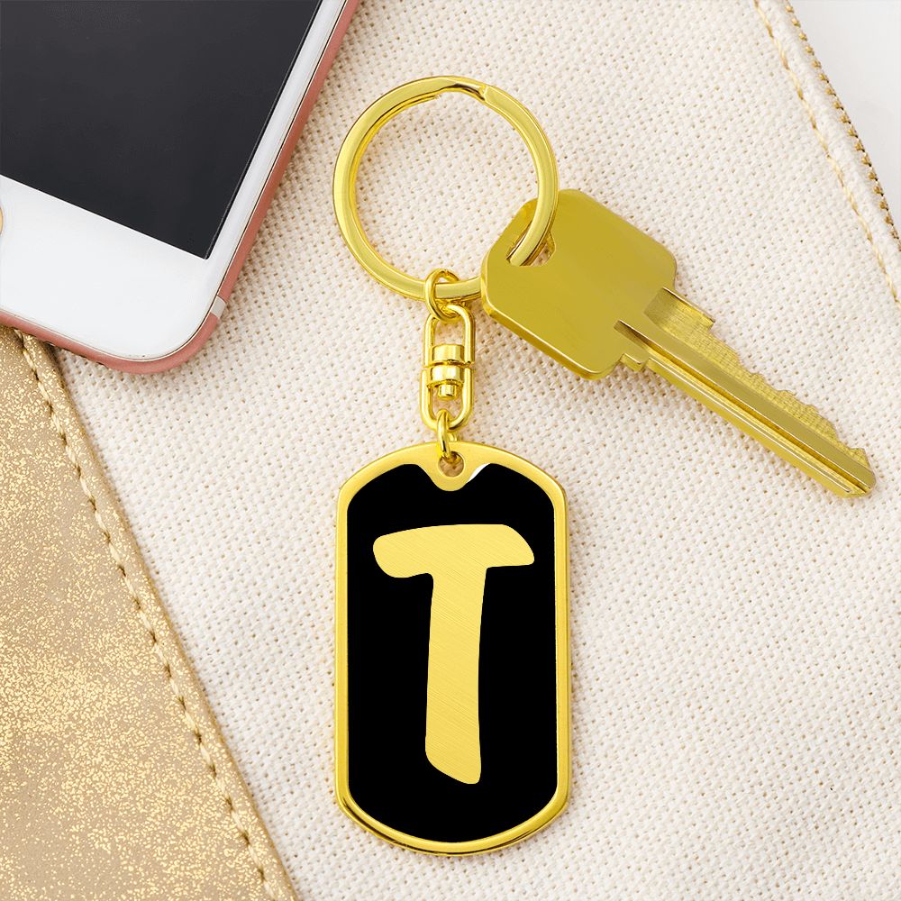Initial T v2b - Luxury Dog Tag Keychain