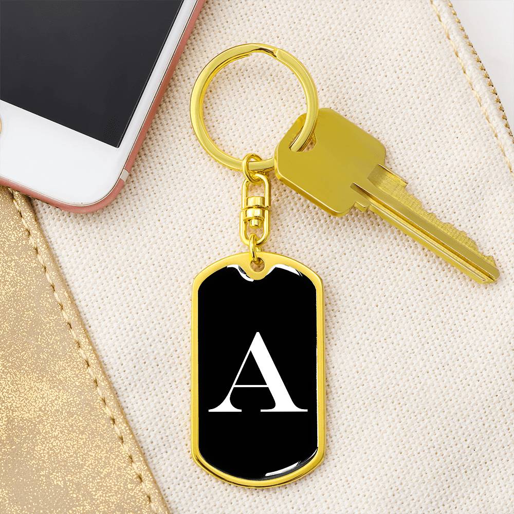 Initial A v3a - Luxury Dog Tag Keychain