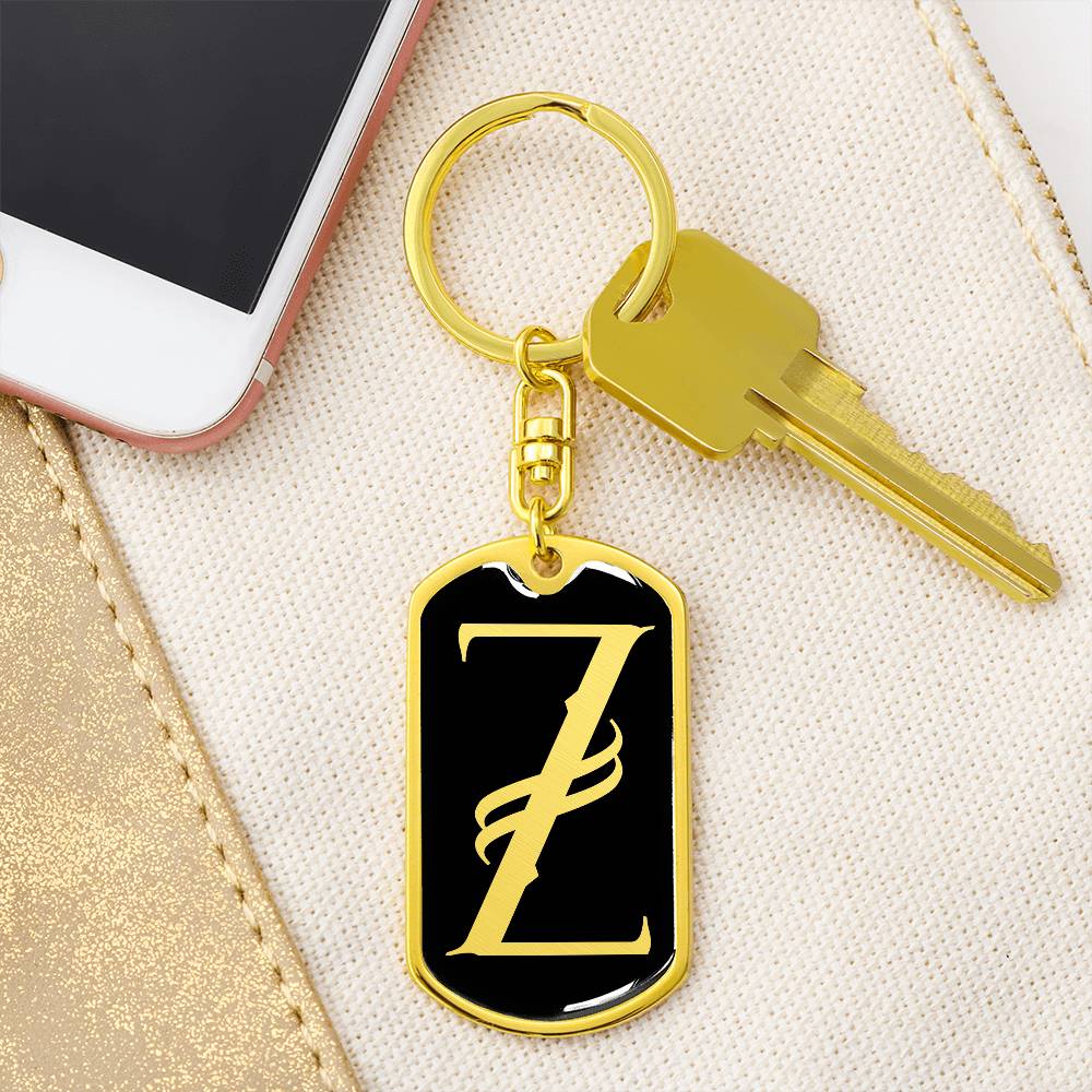 Initial Z v001-12 - Luxury Dog Tag Keychain
