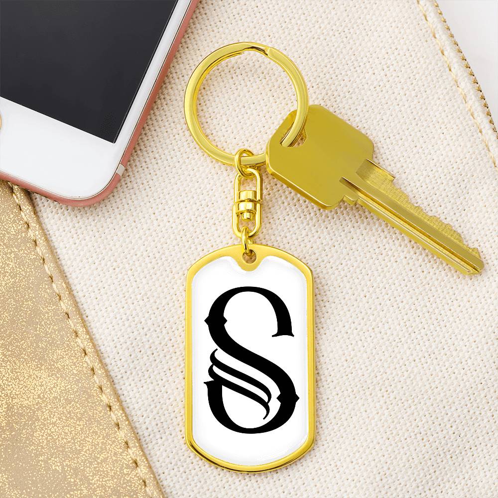 Initial S v001-14 - Luxury Dog Tag Keychain