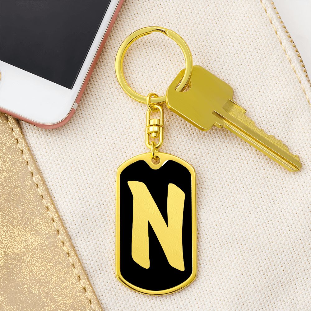 Initial N v2b - Luxury Dog Tag Keychain