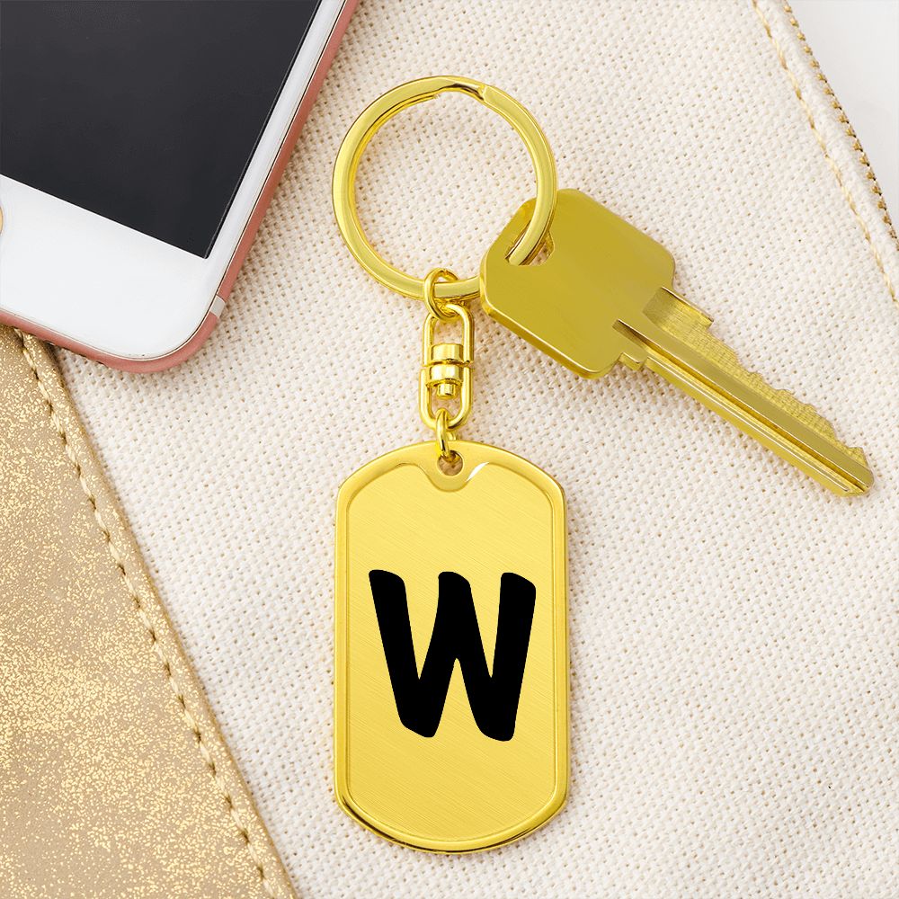 Initial W v1b - Luxury Dog Tag Keychain