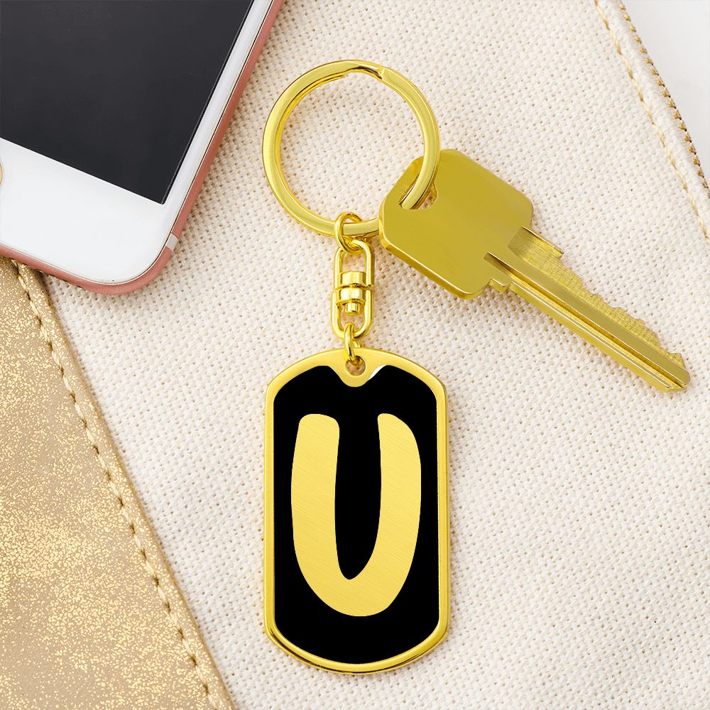 Initial U v2b - Luxury Dog Tag Keychain