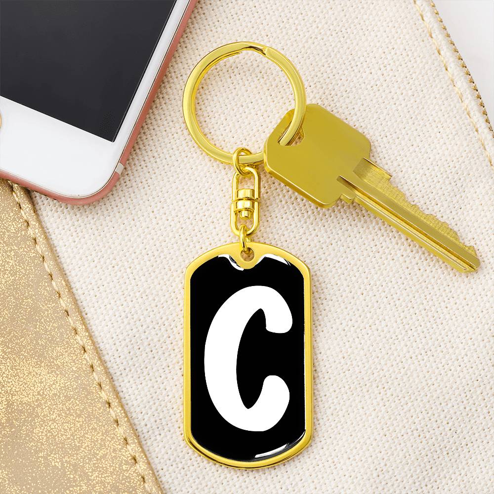 Initial C v3b - Luxury Dog Tag Keychain