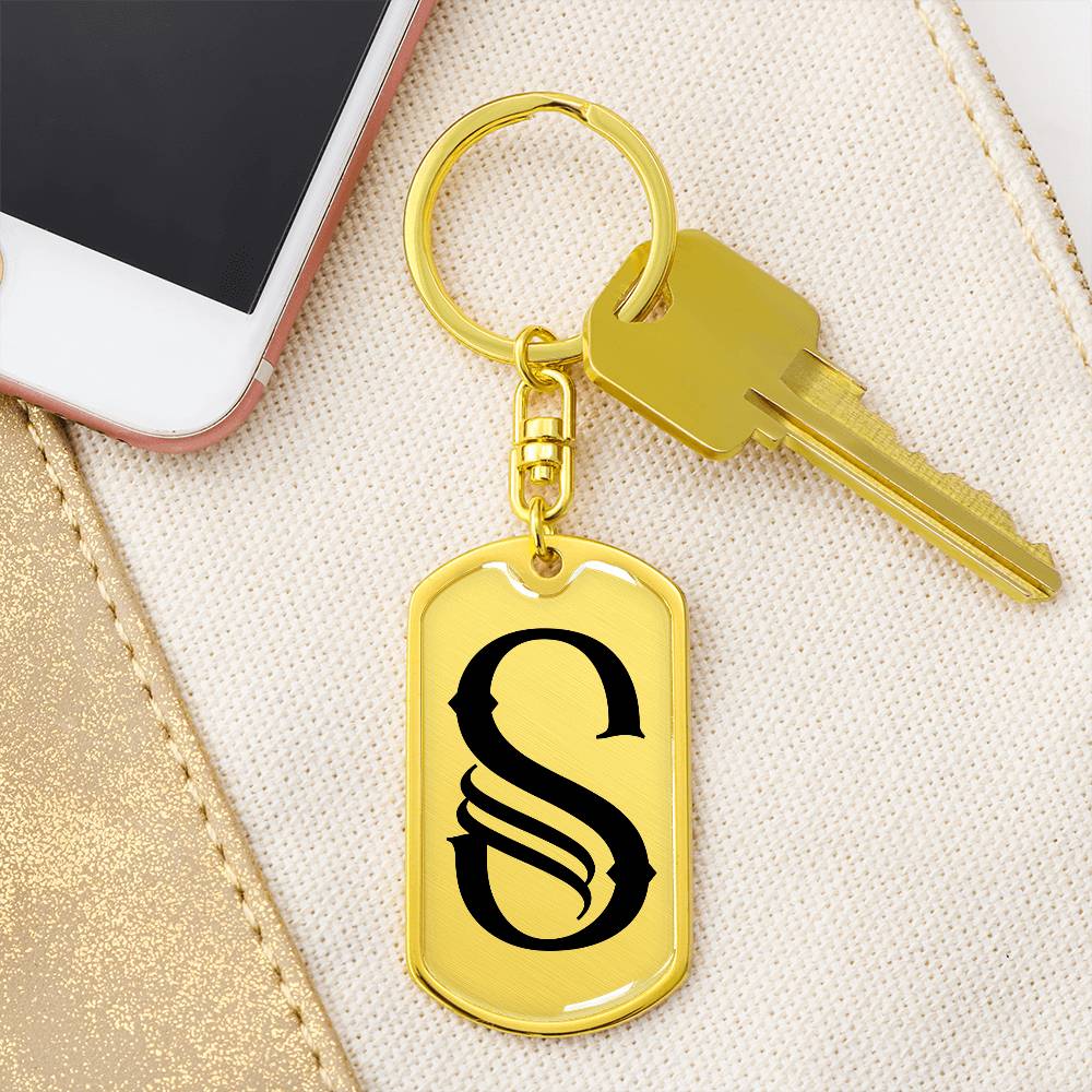 Initial S v001-11 - Luxury Dog Tag Keychain