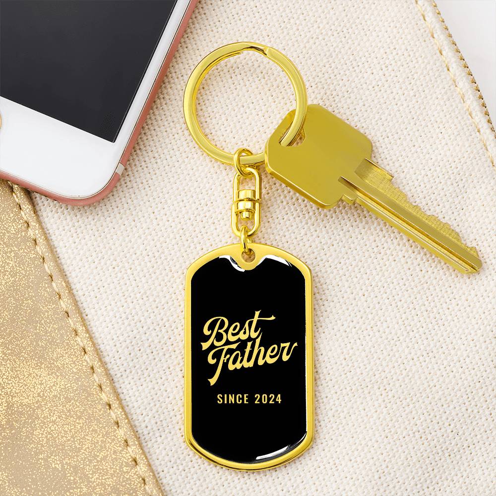Best Father Since 2024 v3 - Luxury Dog Tag Keychain