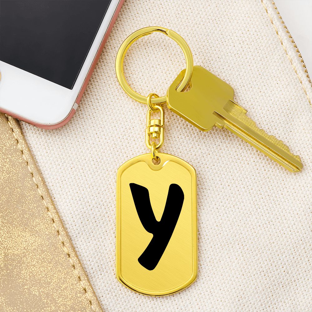 Initial Y v1b - Luxury Dog Tag Keychain