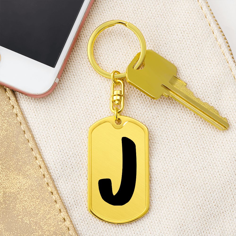 Initial J v1b - Luxury Dog Tag Keychain