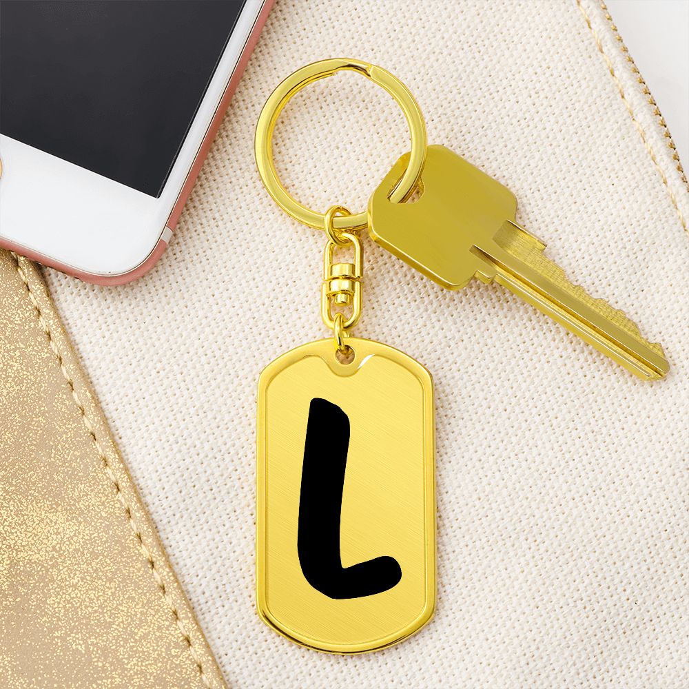 Initial L v1b - Luxury Dog Tag Keychain