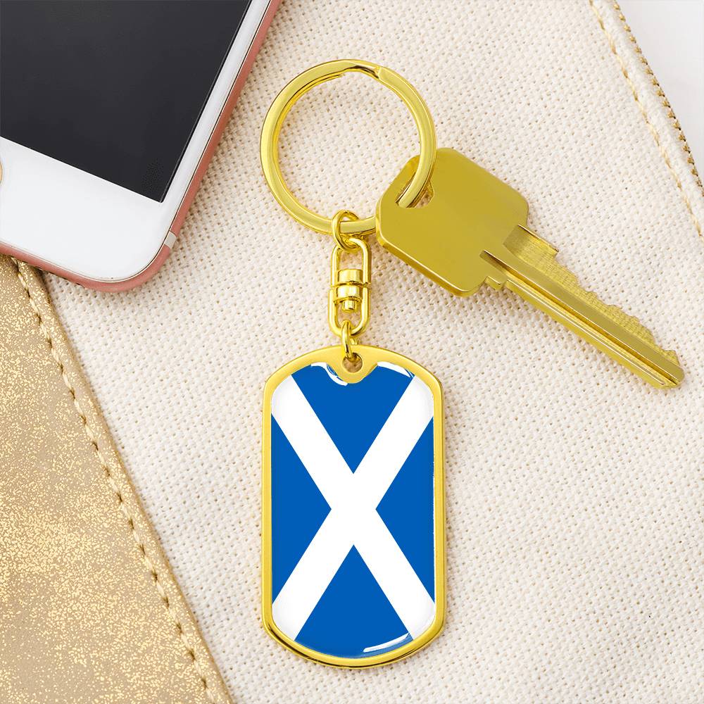 Scottish Flag - Luxury Dog Tag Keychain