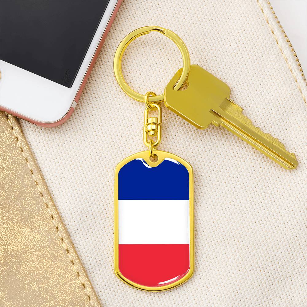 French Flag - Luxury Dog Tag Keychain