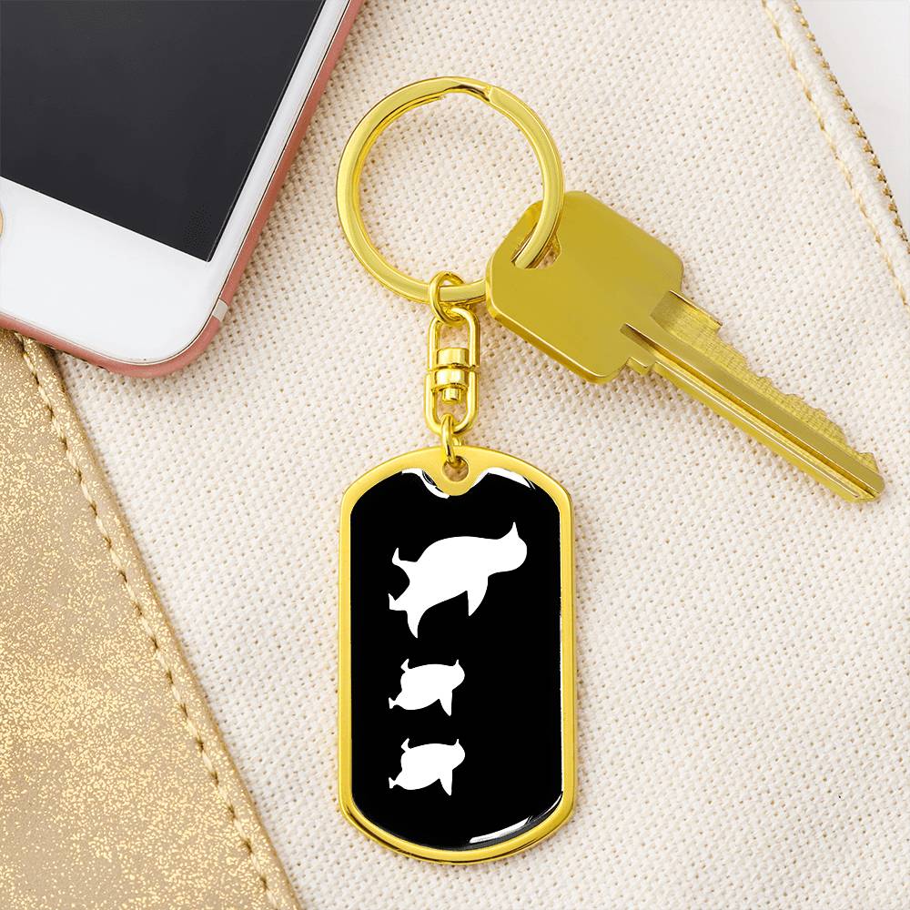 Mama Penguin With 2 Chicks v3 - Luxury Dog Tag Keychain