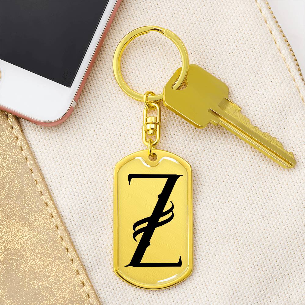 Initial Z v001-11 - Luxury Dog Tag Keychain