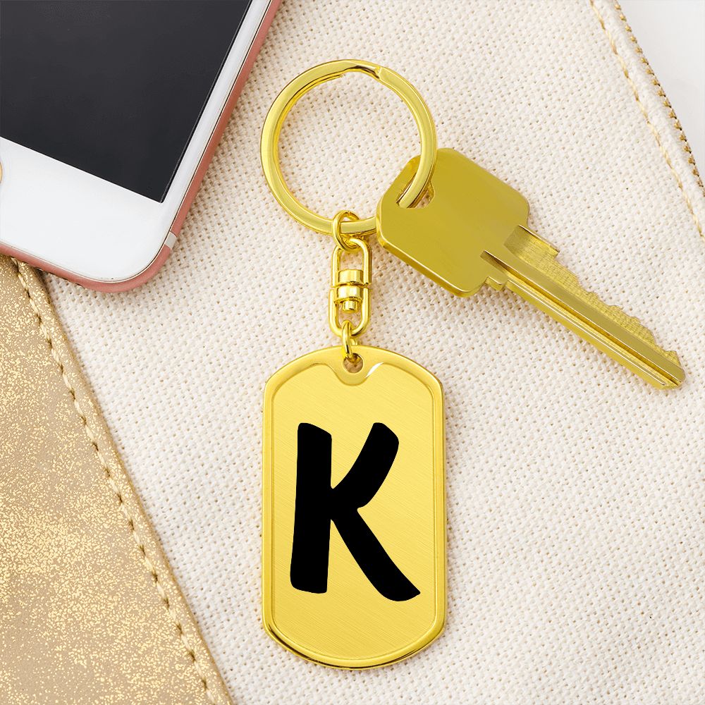Initial K v1b - Luxury Dog Tag Keychain