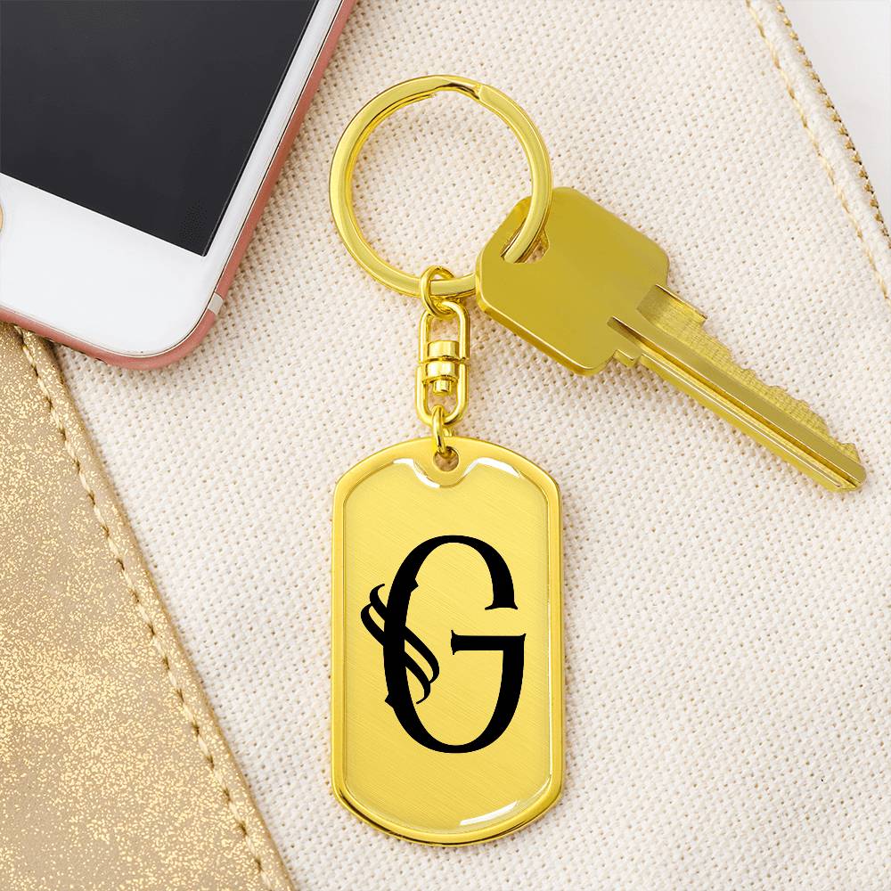 Initial G v001-11 - Luxury Dog Tag Keychain