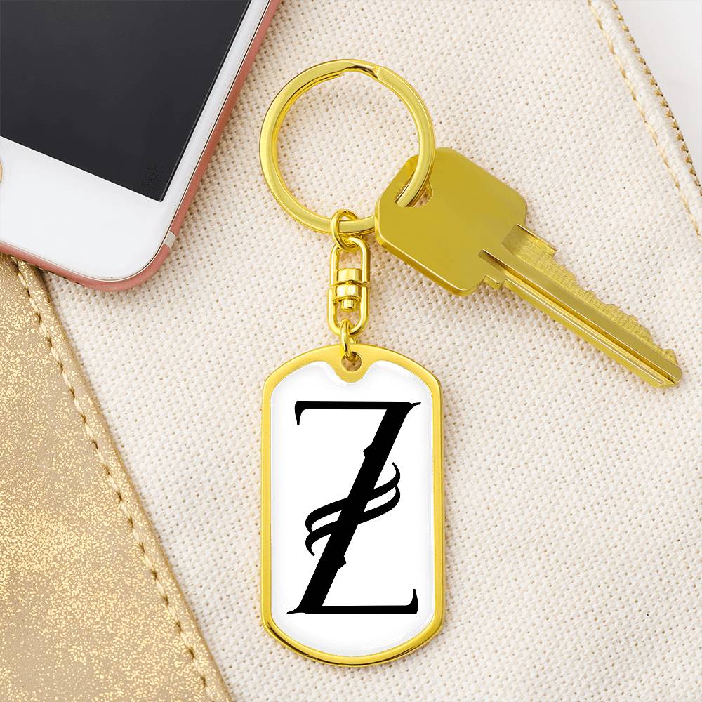 Initial Z v001-14 - Luxury Dog Tag Keychain