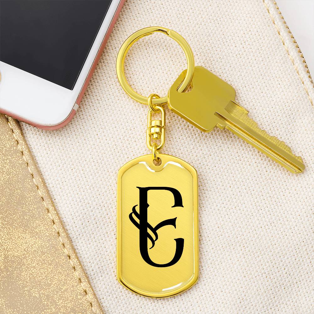 Initial E v001-11 - Luxury Dog Tag Keychain