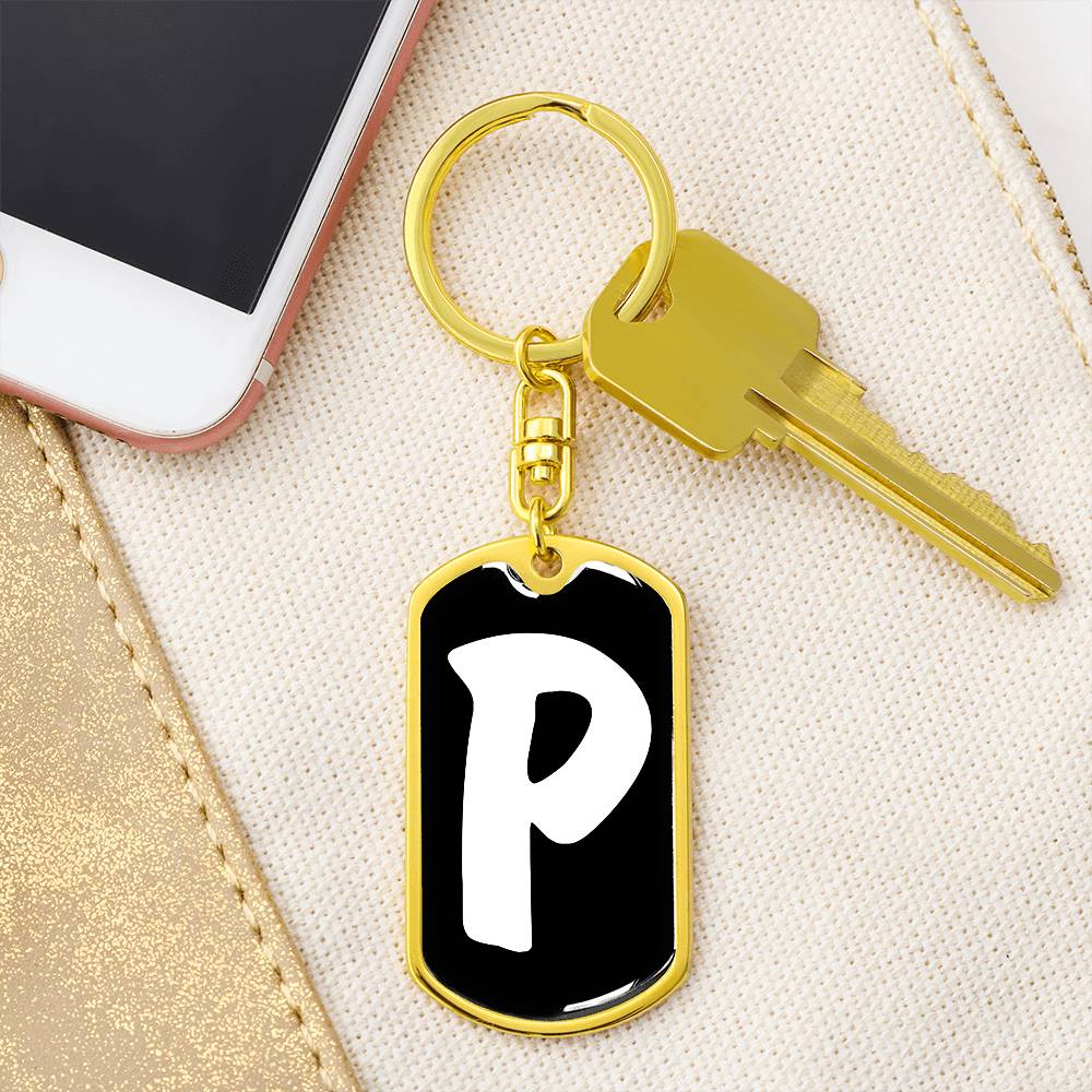 Initial P v3b - Luxury Dog Tag Keychain
