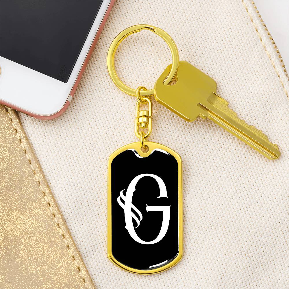 Initial G v001-13 - Luxury Dog Tag Keychain