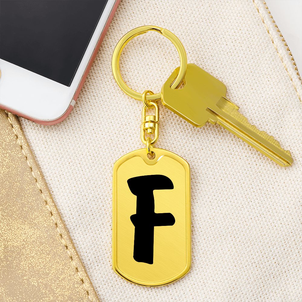 Initial F v1b - Luxury Dog Tag Keychain
