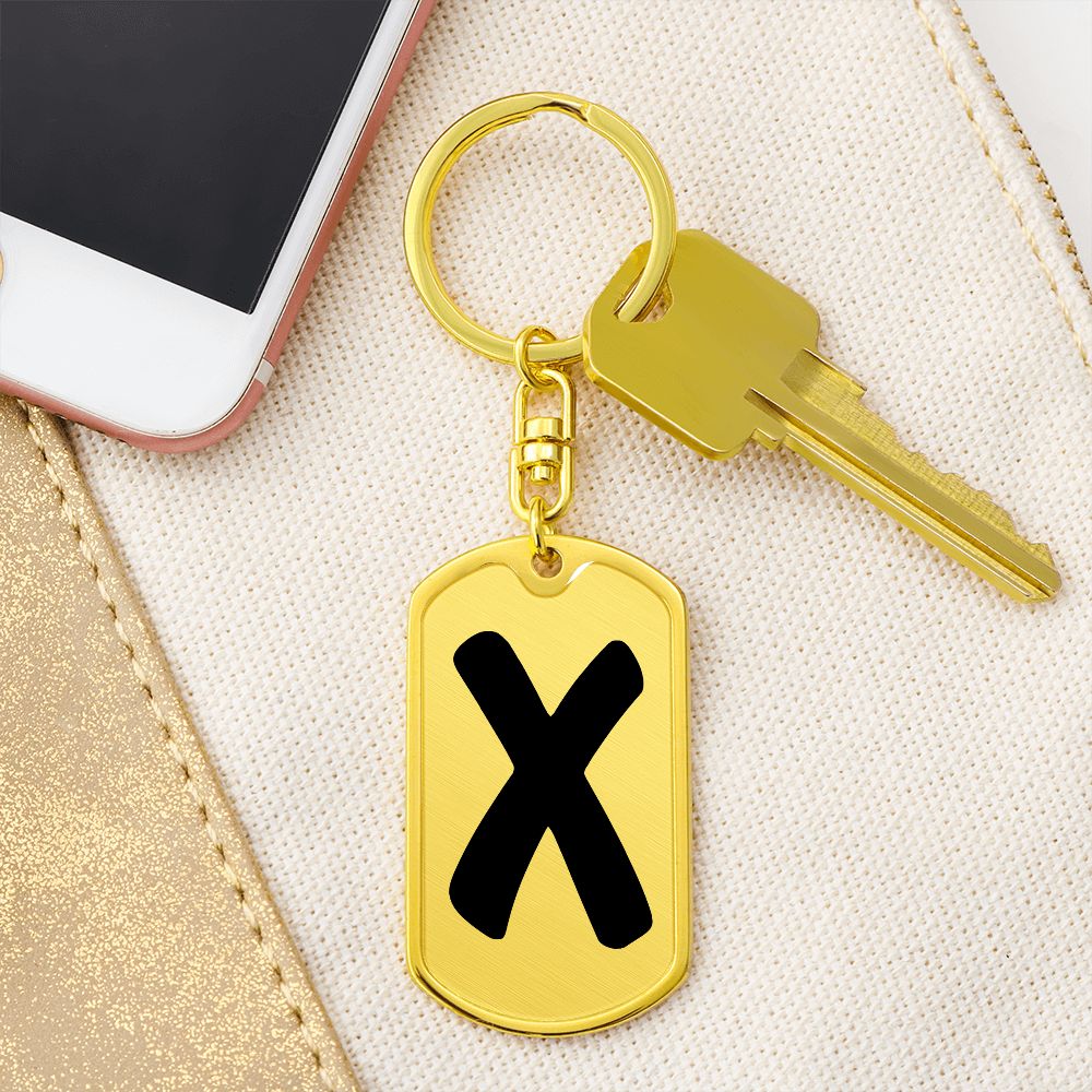 Initial X v1b - Luxury Dog Tag Keychain