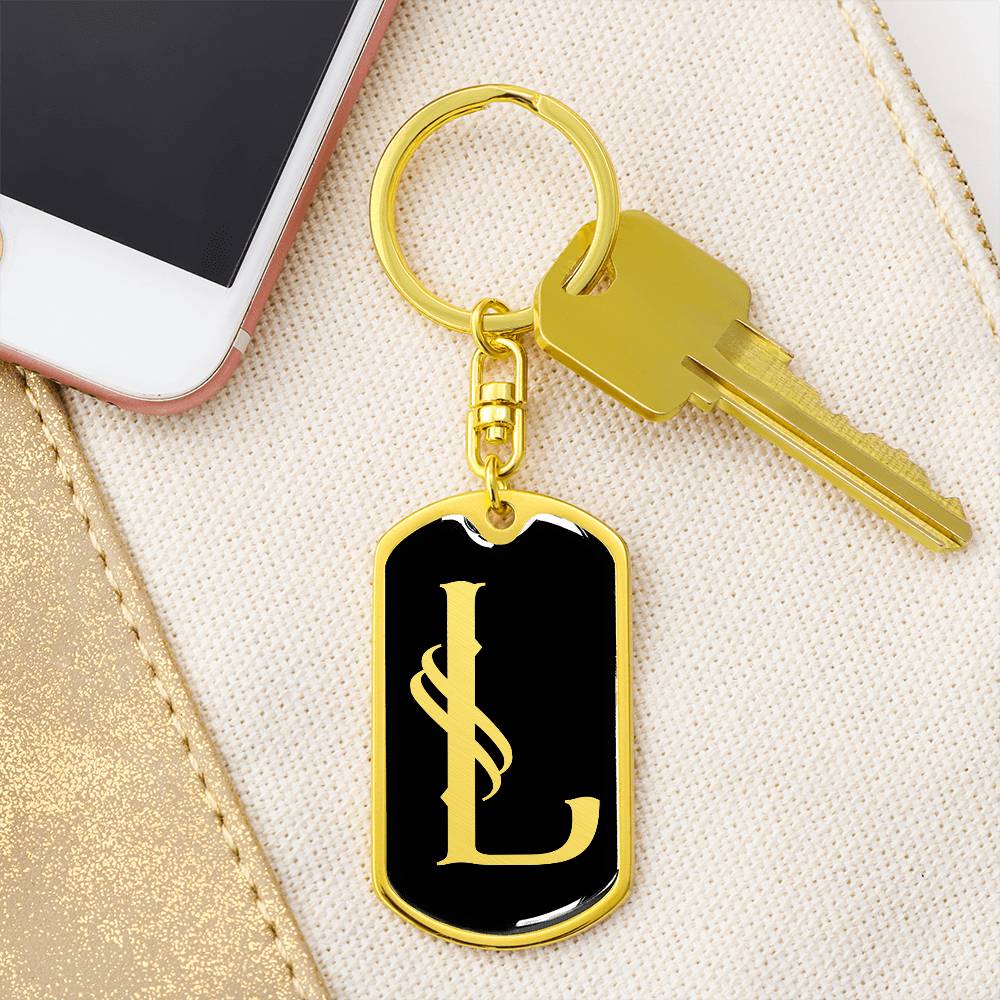 Initial L v001-12 - Luxury Dog Tag Keychain