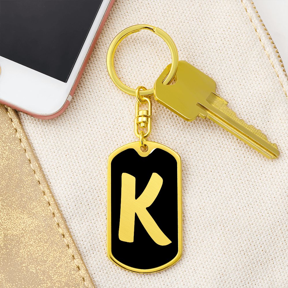 Initial K v2b - Luxury Dog Tag Keychain