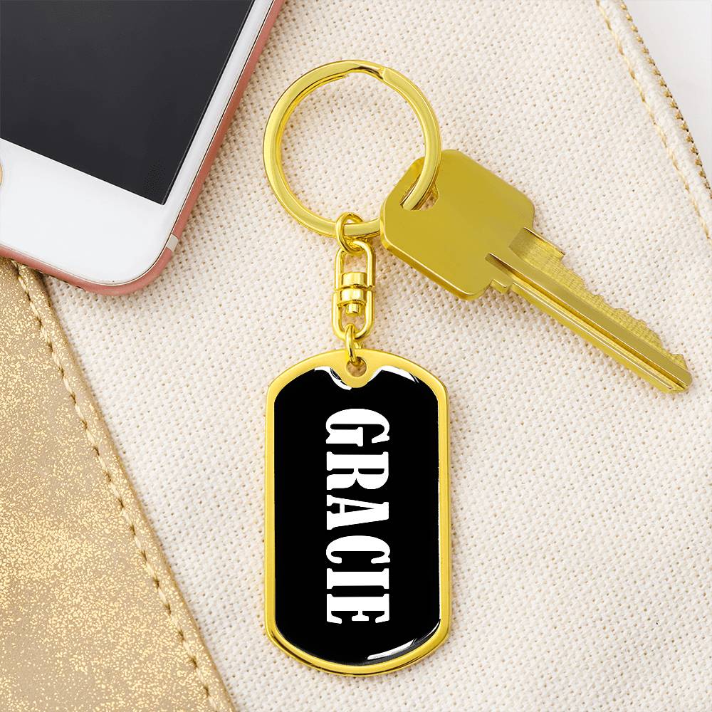 Gracie v03 - Luxury Dog Tag Keychain