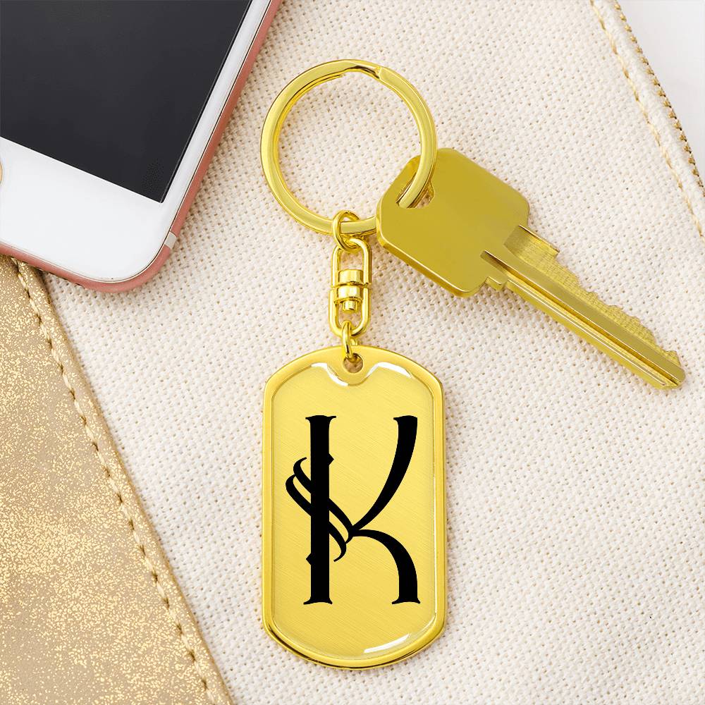 Initial K v001-11 - Luxury Dog Tag Keychain