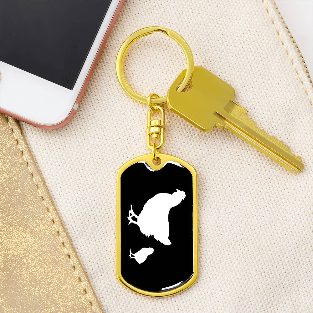 Mama Chicken With 1 Chick v3 - Luxury Dog Tag Keychain