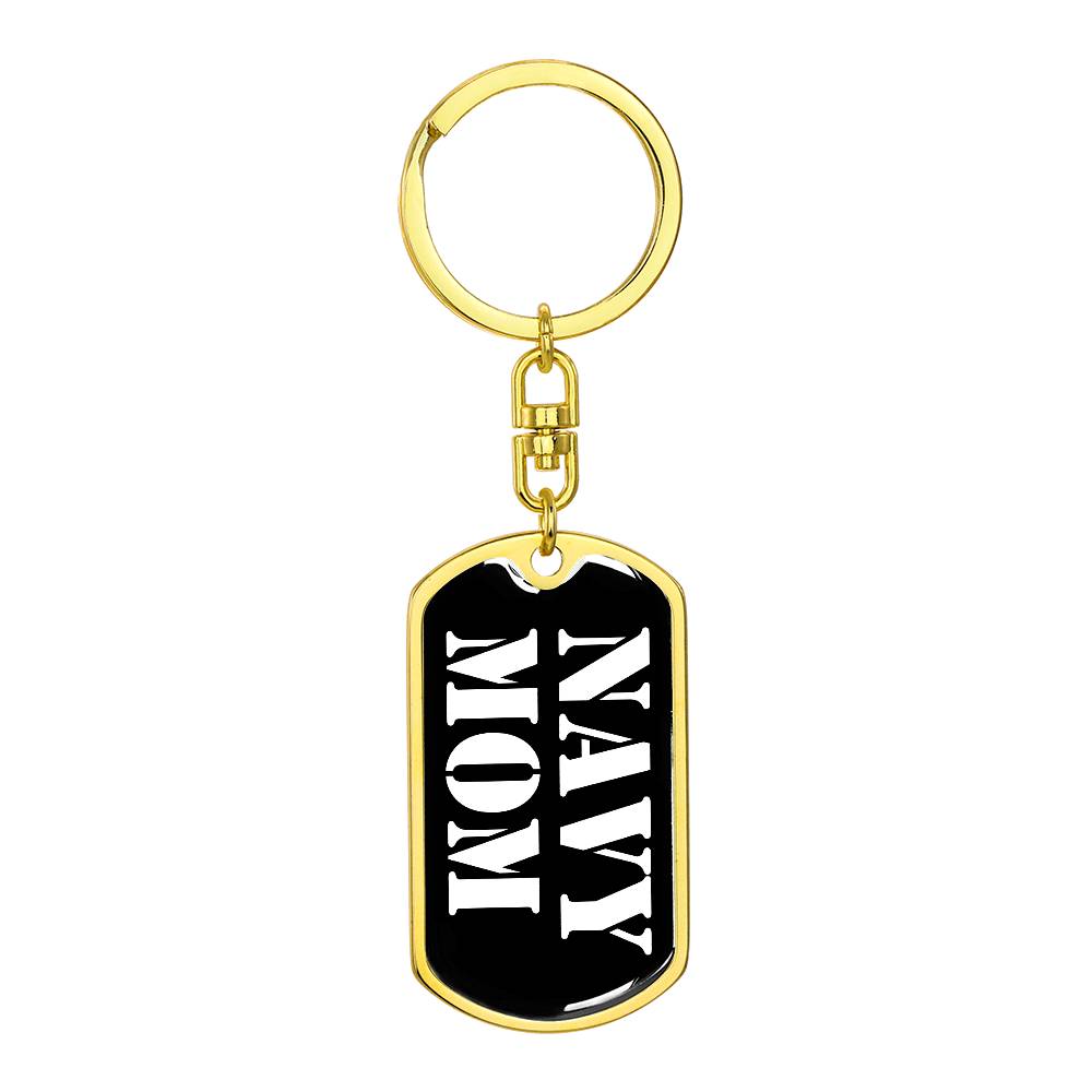 Navy Mom v3 - Luxury Dog Tag Keychain