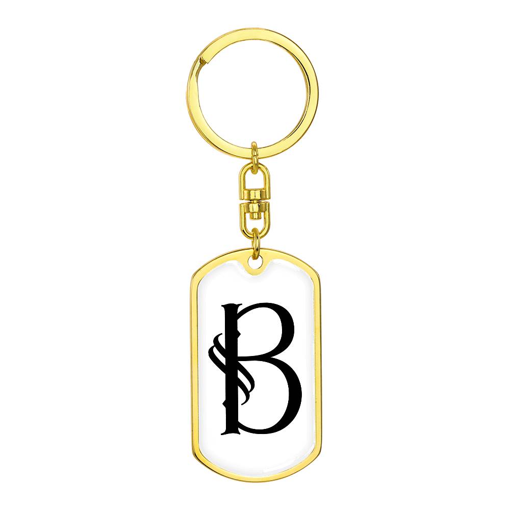 Initial B v001-14 - Luxury Dog Tag Keychain