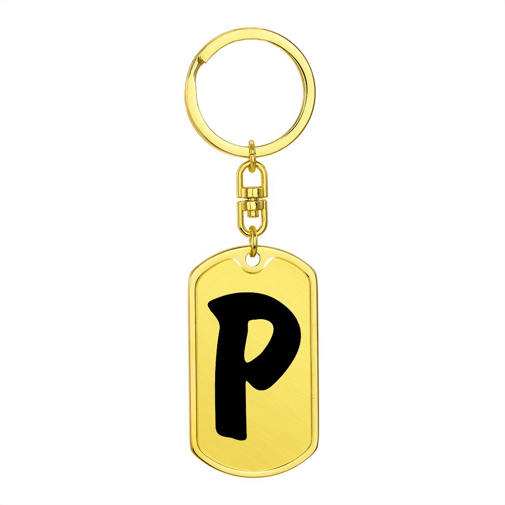 Initial P v1b - Luxury Dog Tag Keychain