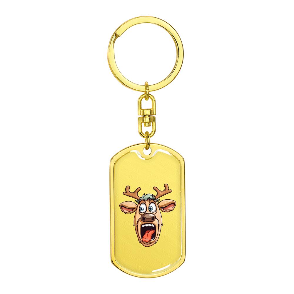 Funny Reindeer Face 11 - Luxury Dog Tag Keychain