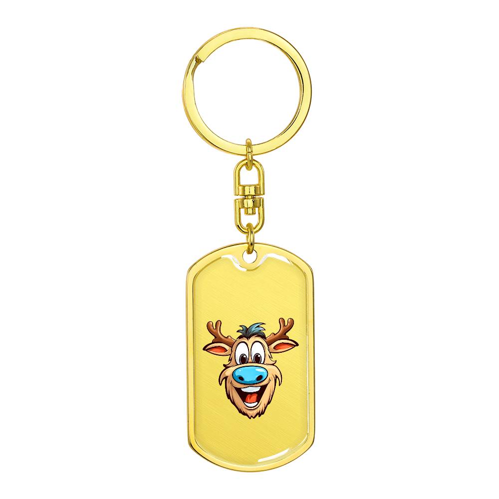 Funny Reindeer Face 14 - Luxury Dog Tag Keychain