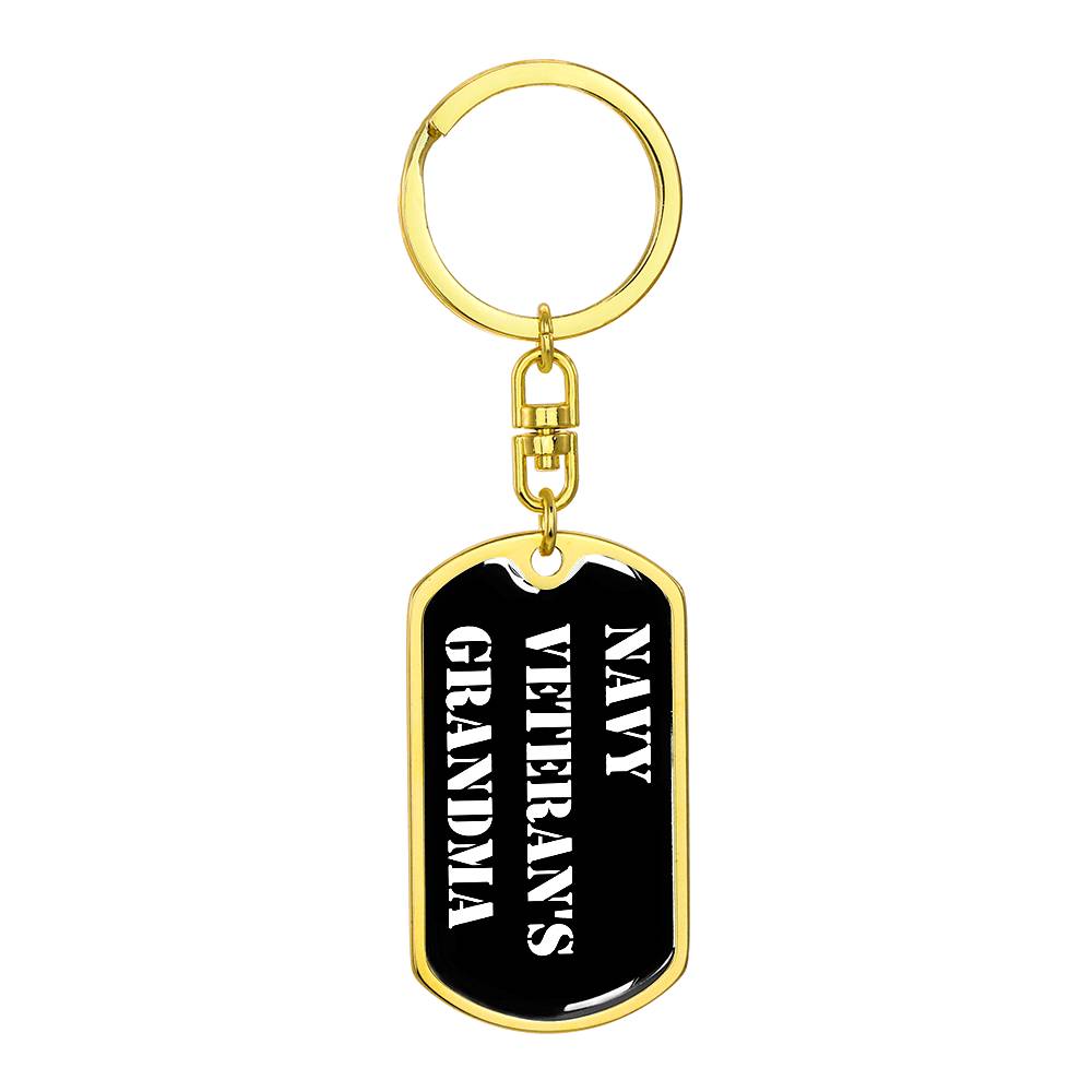 Navy Veteran's Grandma v3 - Luxury Dog Tag Keychain
