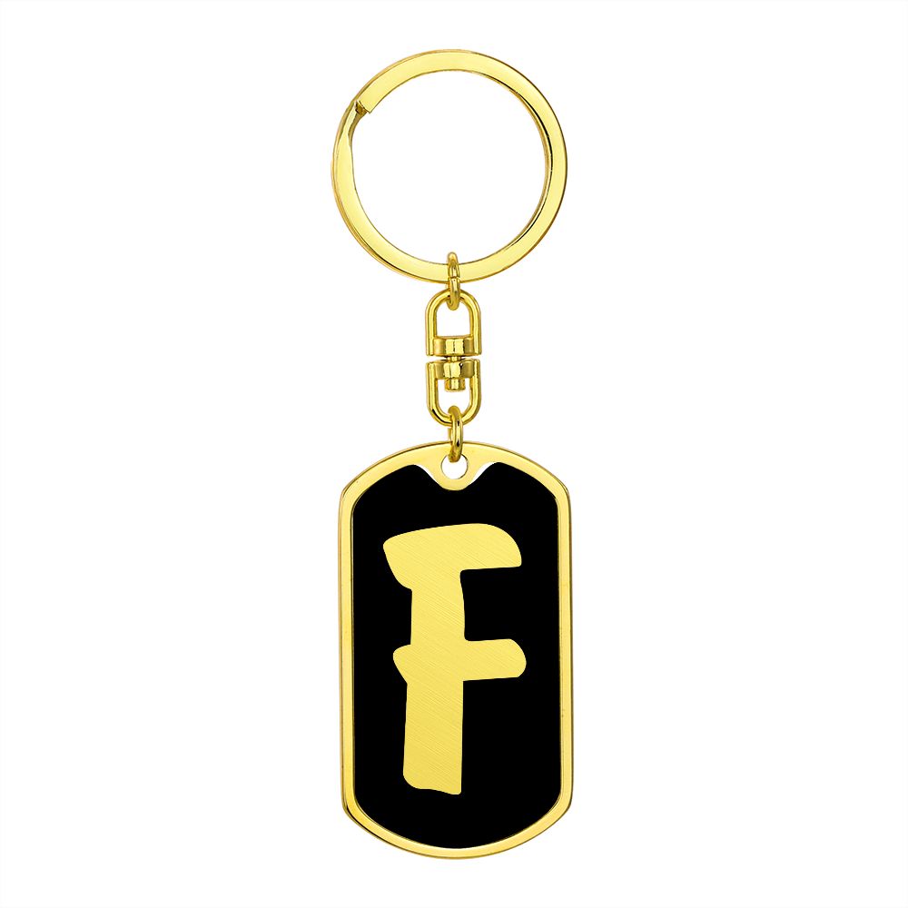 Initial F v2b - Luxury Dog Tag Keychain