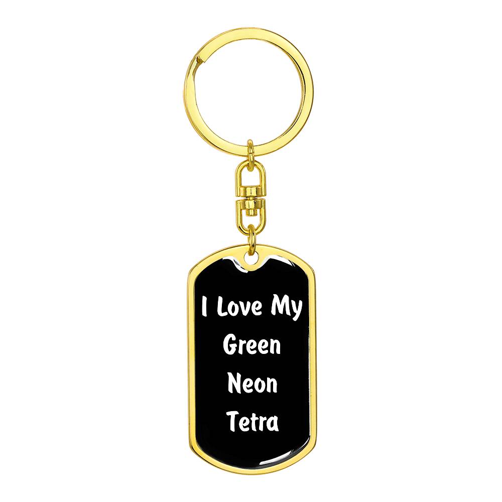 Love My Green Neon Tetra v3 - Luxury Dog Tag Keychain