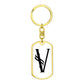 Initial V v001-14 - Luxury Dog Tag Keychain