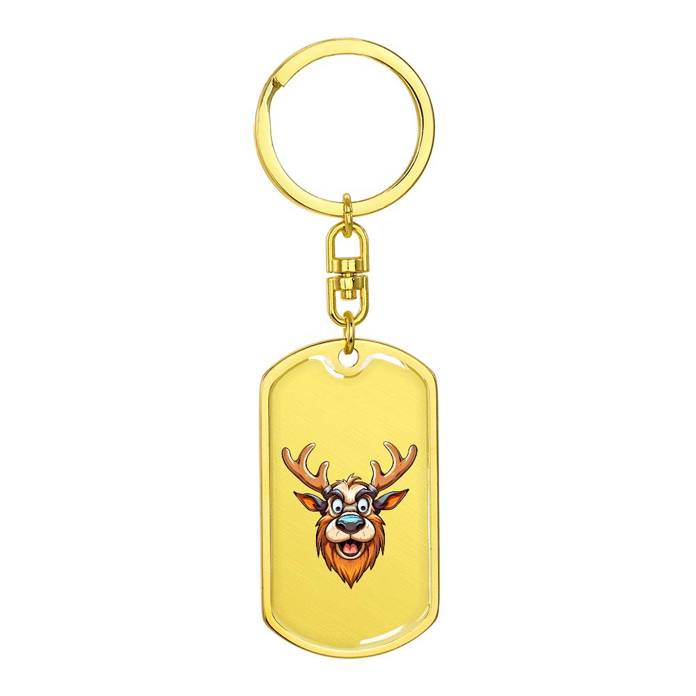 Funny Reindeer Face 16 - Luxury Dog Tag Keychain