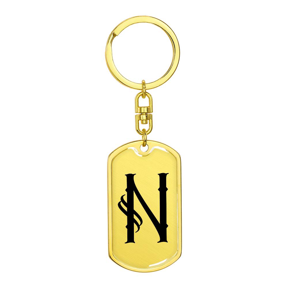 Initial N v001-11 - Luxury Dog Tag Keychain