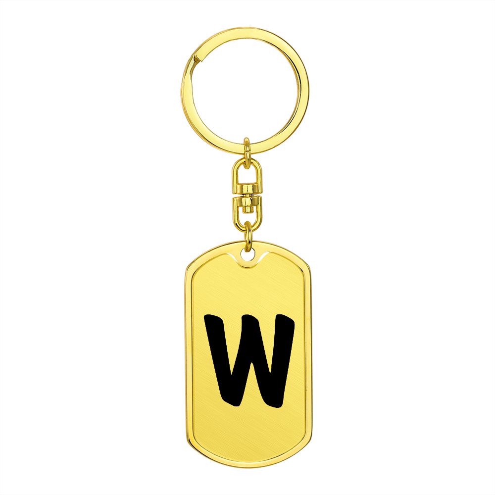 Initial W v1b - Luxury Dog Tag Keychain