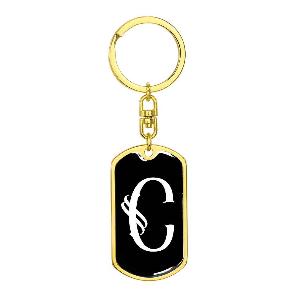 Initial C v001-13 - Luxury Dog Tag Keychain
