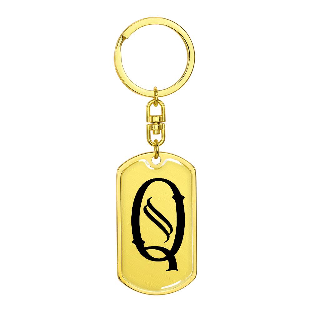 Initial Q v001-11 - Luxury Dog Tag Keychain
